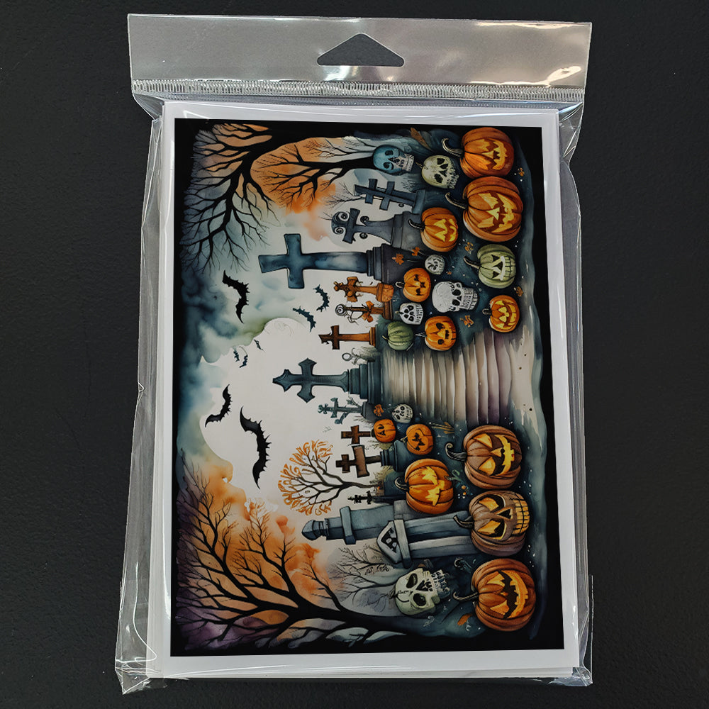 Day of the Dead Spooky Halloween Greeting Cards Pack of 8 Blank Cards with Envelopes Whimsical A7 Size 5x7