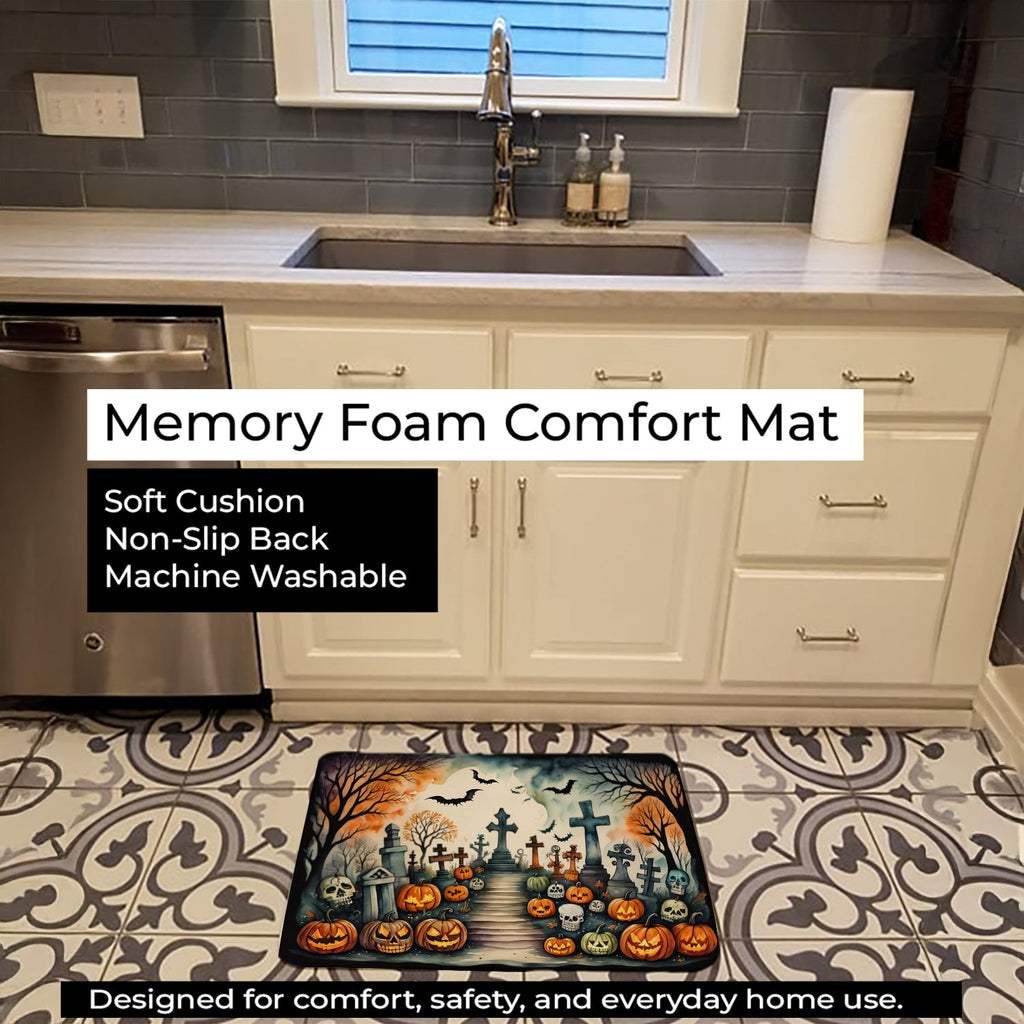 Day of the Dead Spooky Halloween Memory Foam Kitchen Mat Machine Washable Anti-Fatigue Cushion Comfort Bath or Kitchen Rug