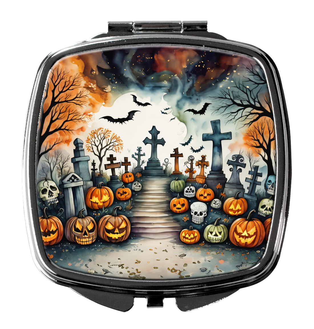 Day of the Dead Spooky Halloween Compact Mirror Decorative Travel Makeup Mirror for Women Girls Gifts Pocket Makeup Mirror Folding Handheld