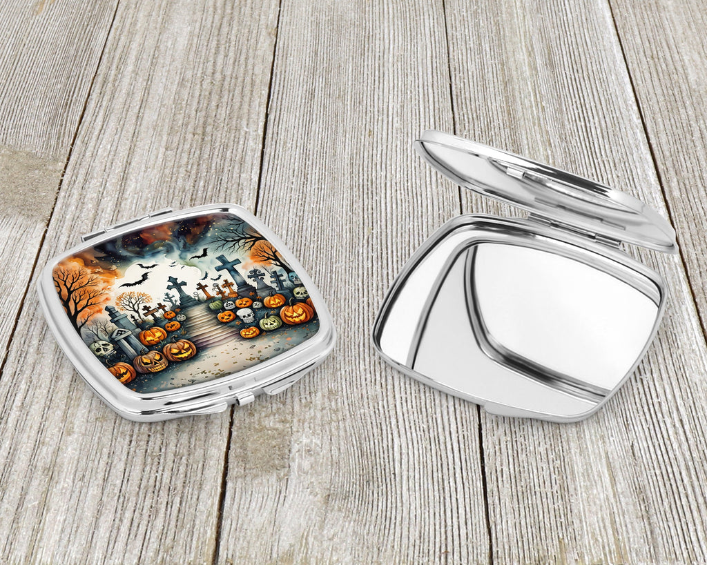 Day of the Dead Spooky Halloween Compact Mirror Decorative Travel Makeup Mirror for Women Girls Gifts Pocket Makeup Mirror Folding Handheld
