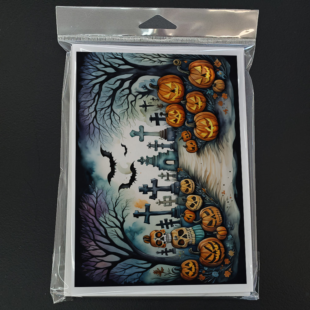 Day of the Dead Spooky Halloween Greeting Cards Pack of 8 Blank Cards with Envelopes Whimsical A7 Size 5x7