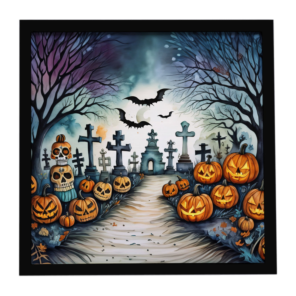 Day of the Dead Spooky Halloween Framed Metal Print Bathroom, Kitchen, Office, Home Decor Wall Art Ready to Hang, Square, 8X8