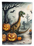 Dinosaurs Spooky Halloween House Flag 28x40 Porch Sleeve Pole Decorative Outside Yard Banner Artwork Wall Hanging, Polyester