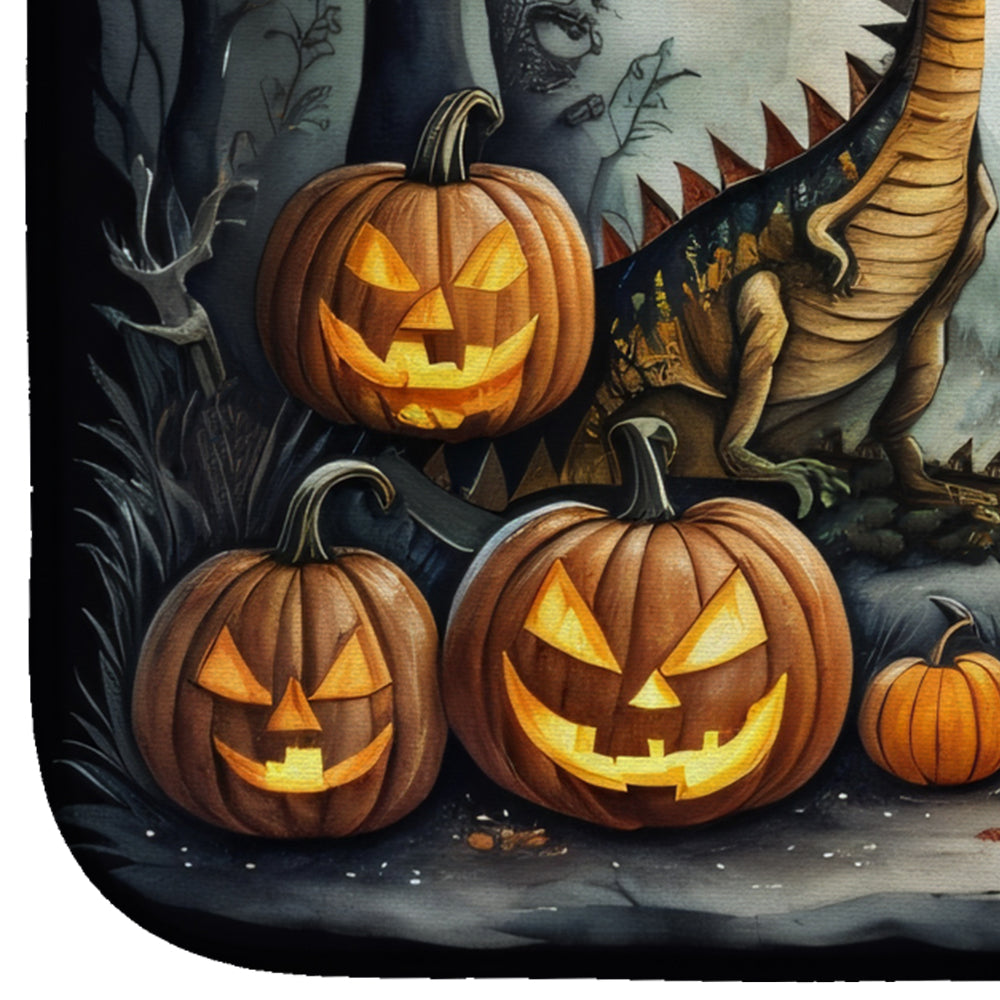 Dinosaurs Spooky Halloween Dish Drying Mat Absorbent Dish Drying Mat Pad for Kitchen Counter Dish Drainer Mat for Countertop, 14 x 21", Multicolor