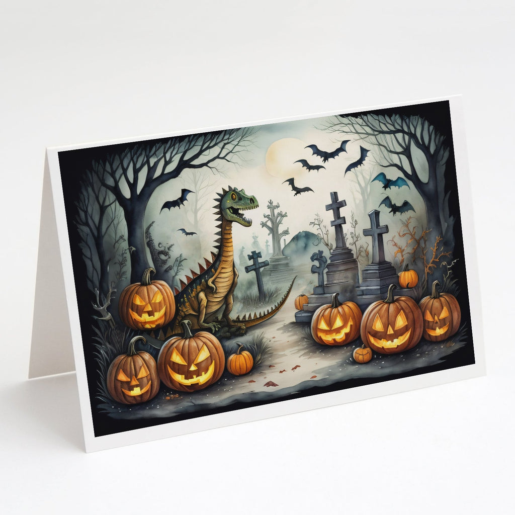 Dinosaurs Spooky Halloween Greeting Cards Pack of 8 Blank Cards with Envelopes Whimsical A7 Size 5x7