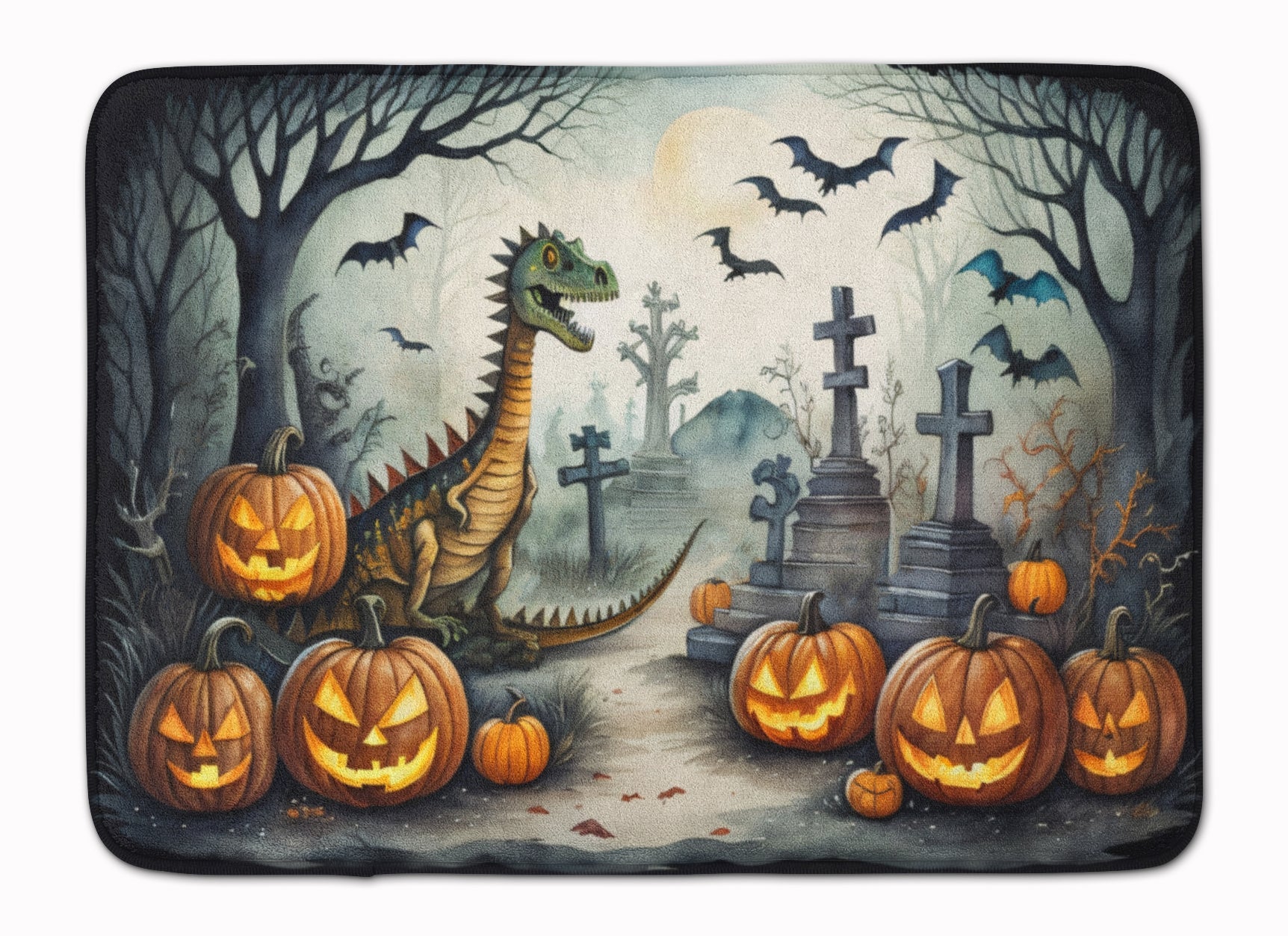 Dinosaurs Spooky Halloween Memory Foam Kitchen Mat Machine Washable Anti-Fatigue Cushion Comfort Bath or Kitchen Rug
