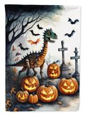 Dinosaurs Spooky Halloween House Flag 28x40 Porch Sleeve Pole Decorative Outside Yard Banner Artwork Wall Hanging, Polyester