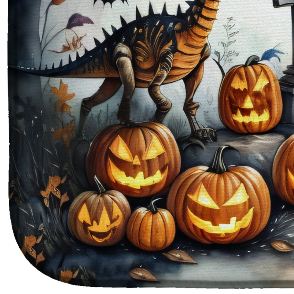 Dinosaurs Spooky Halloween Dish Drying Mat Absorbent Dish Drying Mat Pad for Kitchen Counter Dish Drainer Mat for Countertop, 14 x 21", Multicolor