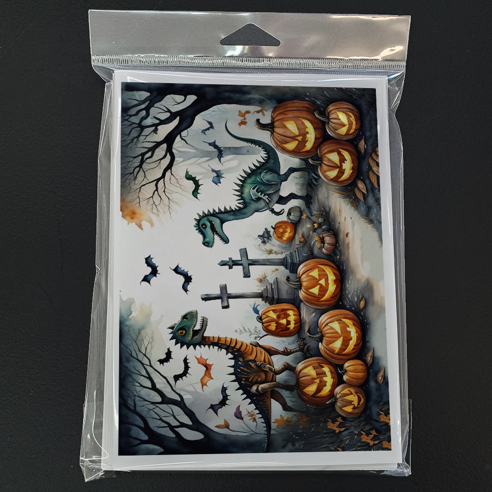 Dinosaurs Spooky Halloween Greeting Cards Pack of 8 Blank Cards with Envelopes Whimsical A7 Size 5x7