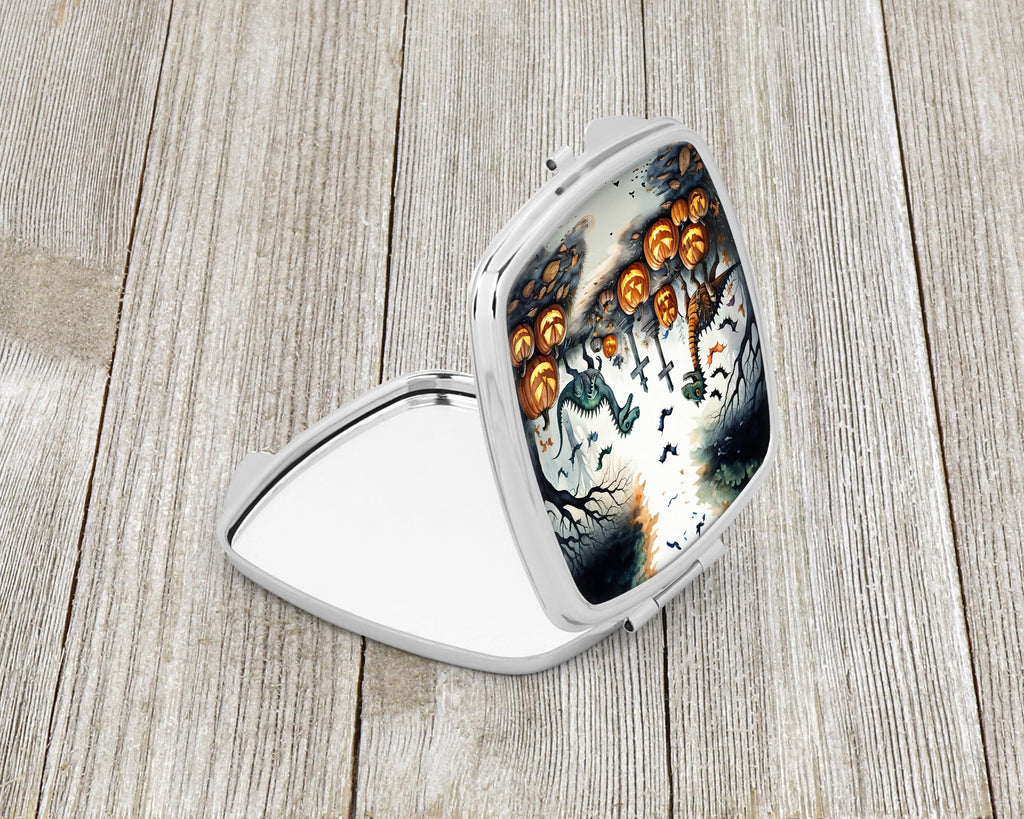 Dinosaurs Spooky Halloween Compact Mirror Decorative Travel Makeup Mirror for Women Girls Gifts Pocket Makeup Mirror Folding Handheld