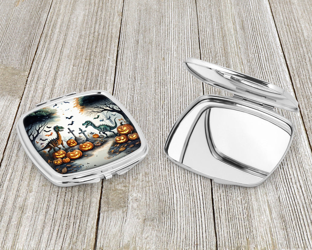Dinosaurs Spooky Halloween Compact Mirror Decorative Travel Makeup Mirror for Women Girls Gifts Pocket Makeup Mirror Folding Handheld