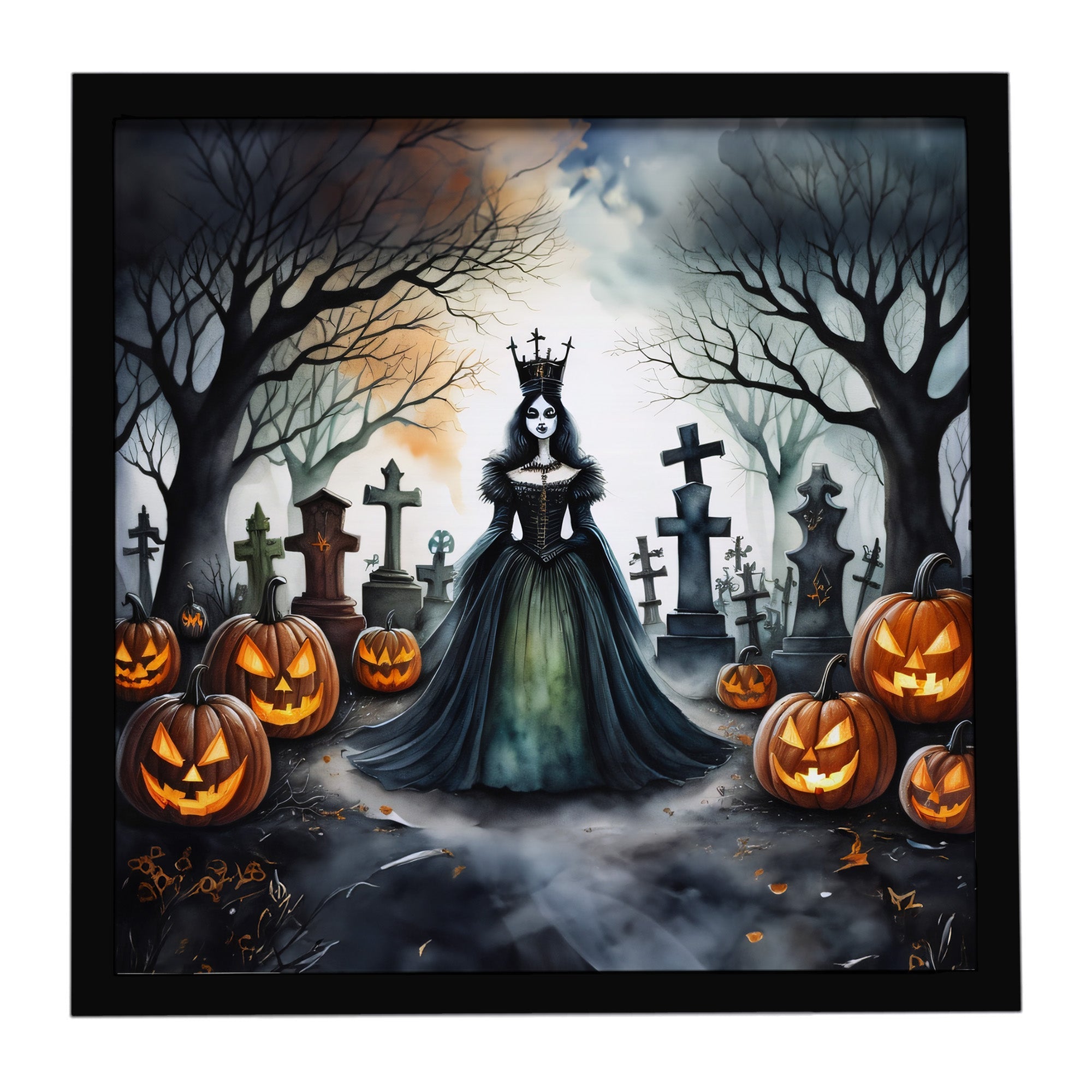 Evil Queen Spooky Halloween Framed Metal Print Bathroom, Kitchen, Office, Home Decor Wall Art Ready to Hang, Square, 8X8