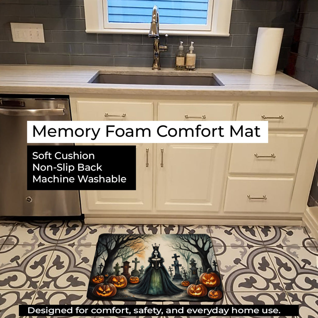 Evil Queen Spooky Halloween Memory Foam Kitchen Mat Machine Washable Anti-Fatigue Cushion Comfort Bath or Kitchen Rug