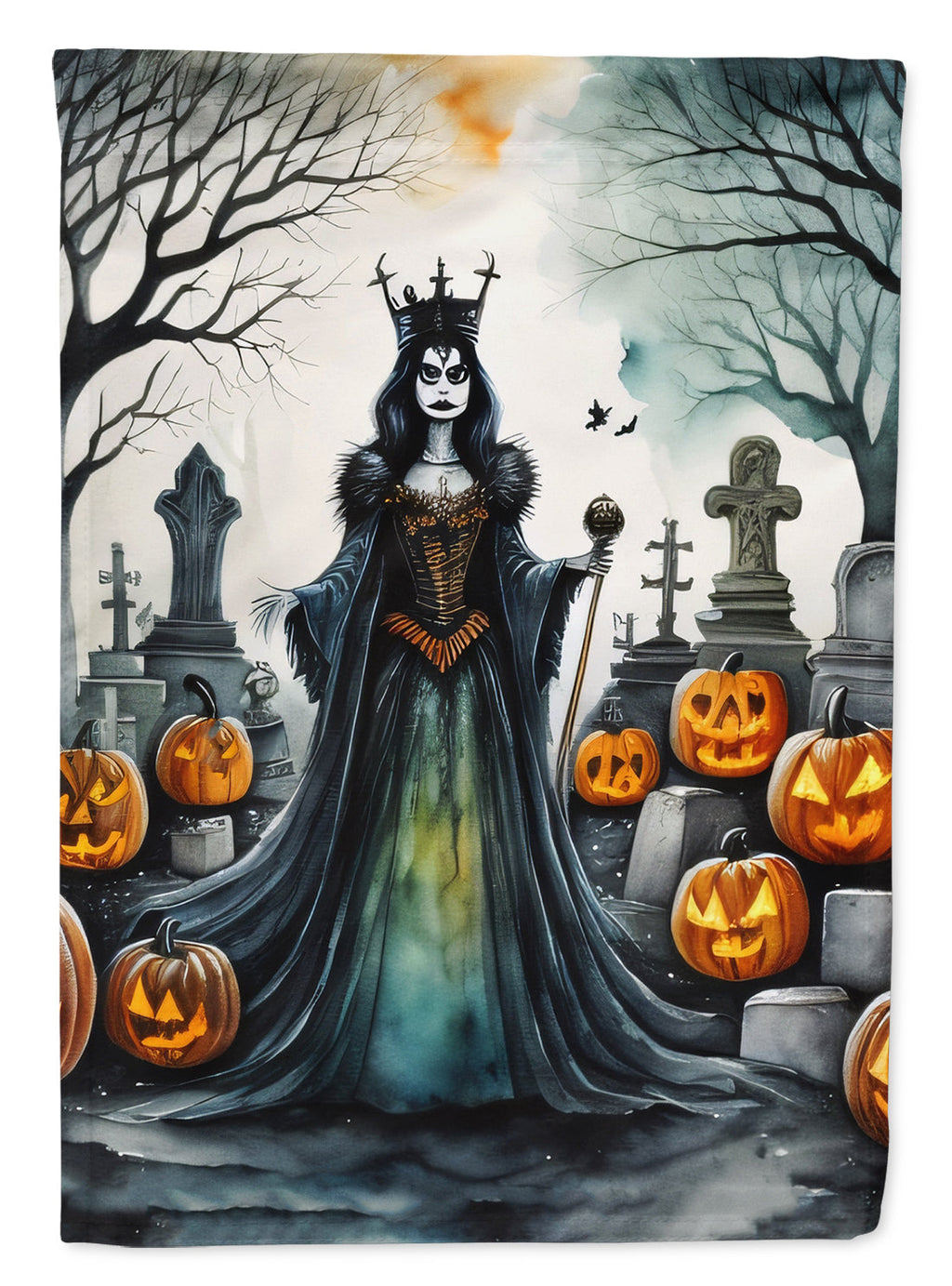 Evil Queen Spooky Halloween House Flag 28x40 Porch Sleeve Pole Decorative Outside Yard Banner Artwork Wall Hanging, Polyester