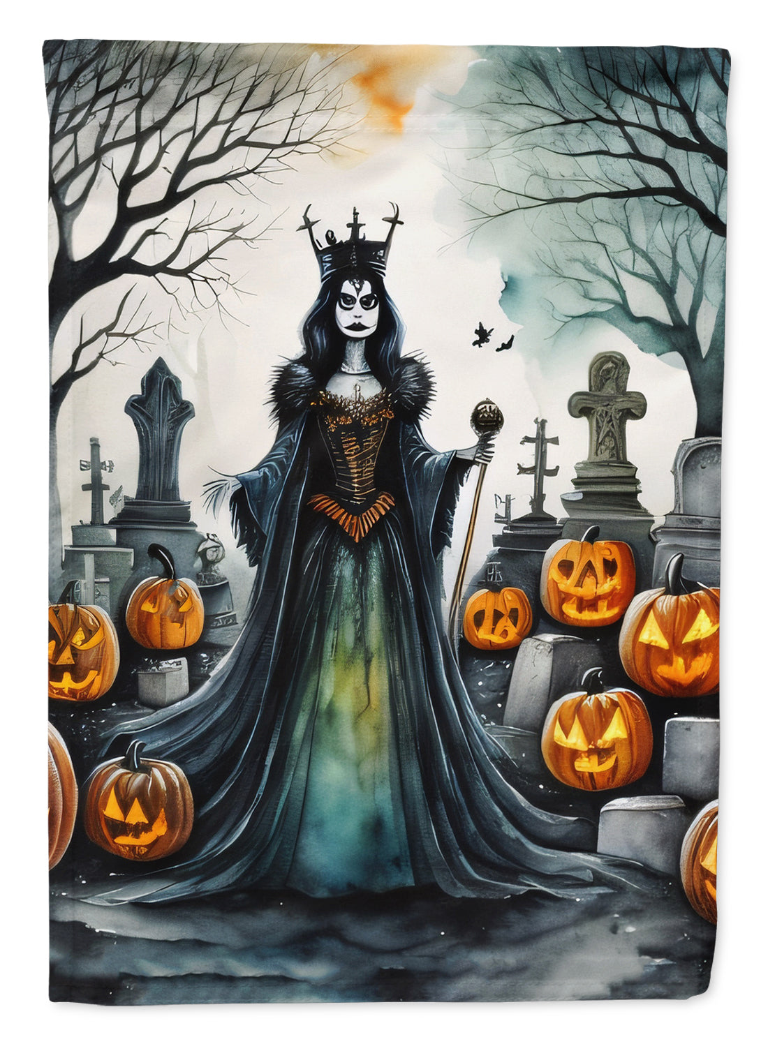 Evil Queen Spooky Halloween House Flag 28x40 Porch Sleeve Pole Decorative Outside Yard Banner Artwork Wall Hanging, Polyester