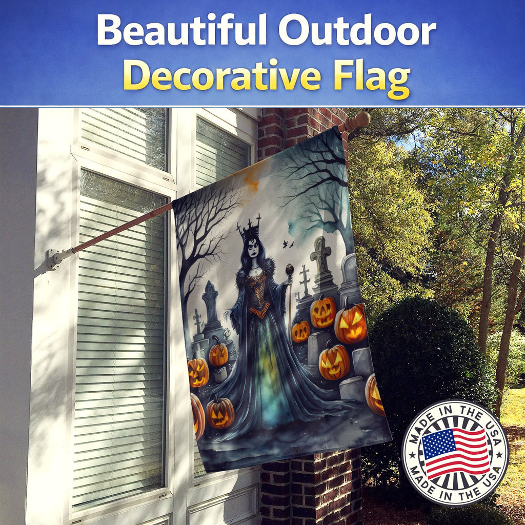 Evil Queen Spooky Halloween House Flag 28x40 Porch Sleeve Pole Decorative Outside Yard Banner Artwork Wall Hanging, Polyester