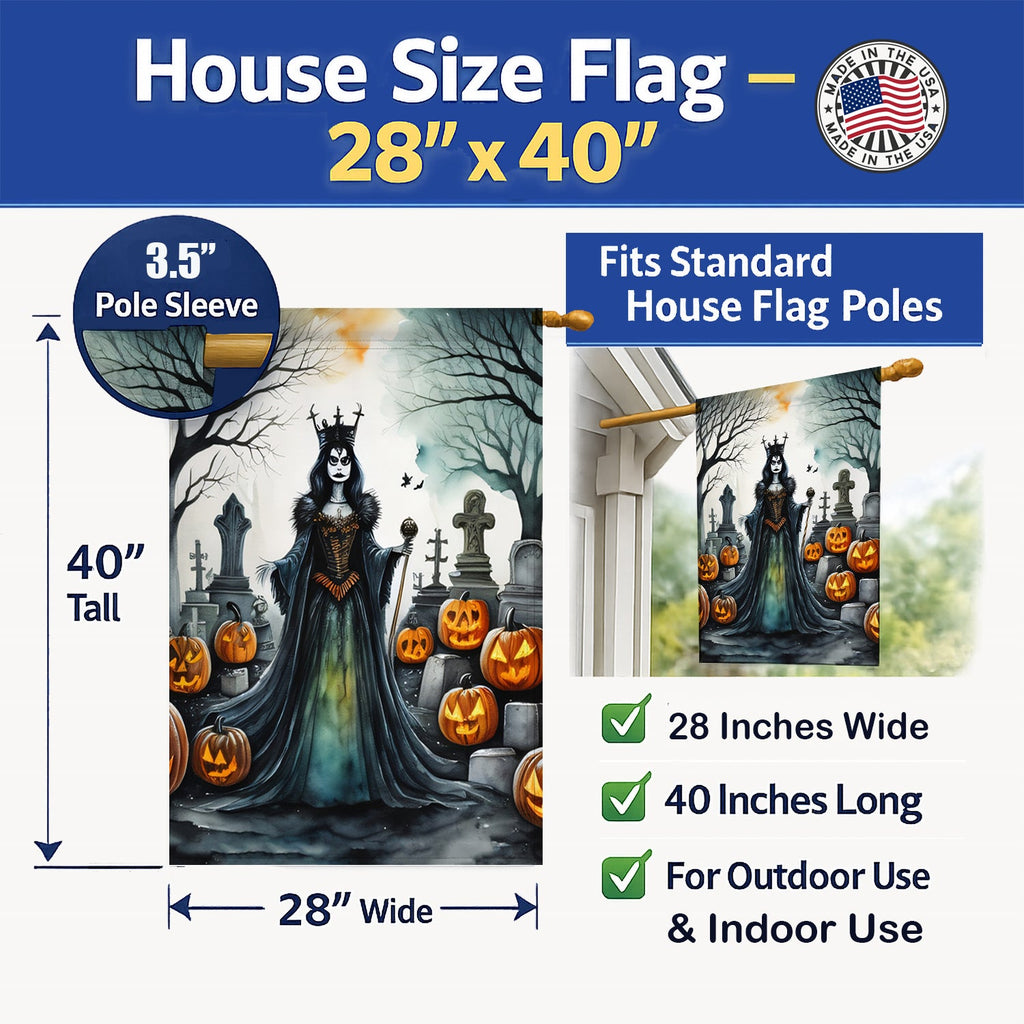 Evil Queen Spooky Halloween House Flag 28x40 Porch Sleeve Pole Decorative Outside Yard Banner Artwork Wall Hanging, Polyester