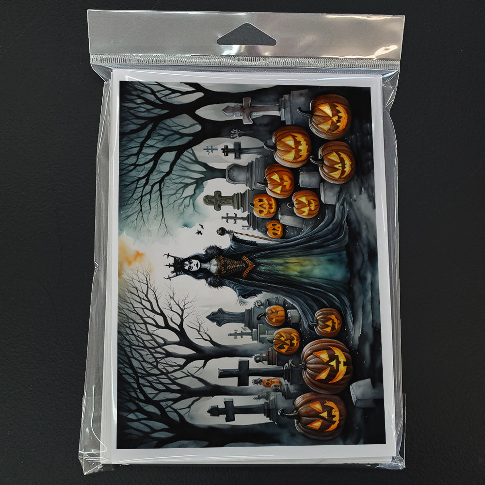 Evil Queen Spooky Halloween Greeting Cards Pack of 8 Blank Cards with Envelopes Whimsical A7 Size 5x7