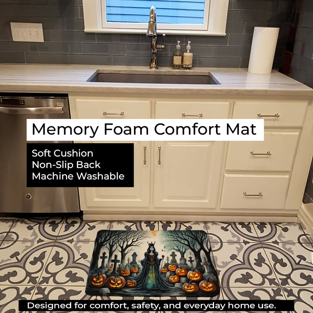 Evil Queen Spooky Halloween Memory Foam Kitchen Mat Machine Washable Anti-Fatigue Cushion Comfort Bath or Kitchen Rug