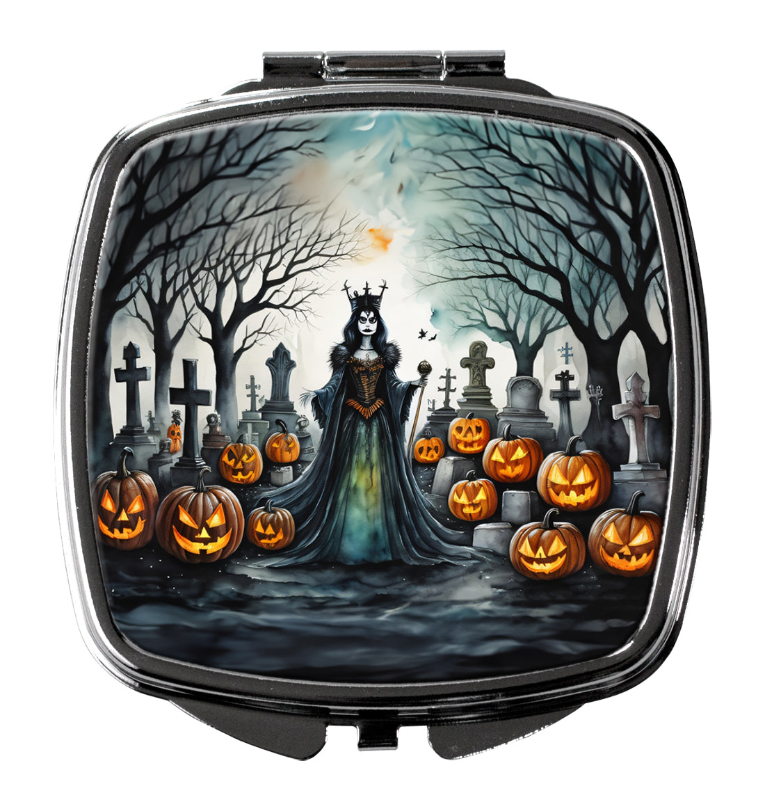 Evil Queen Spooky Halloween Compact Mirror Decorative Travel Makeup Mirror for Women Girls Gifts Pocket Makeup Mirror Folding Handheld