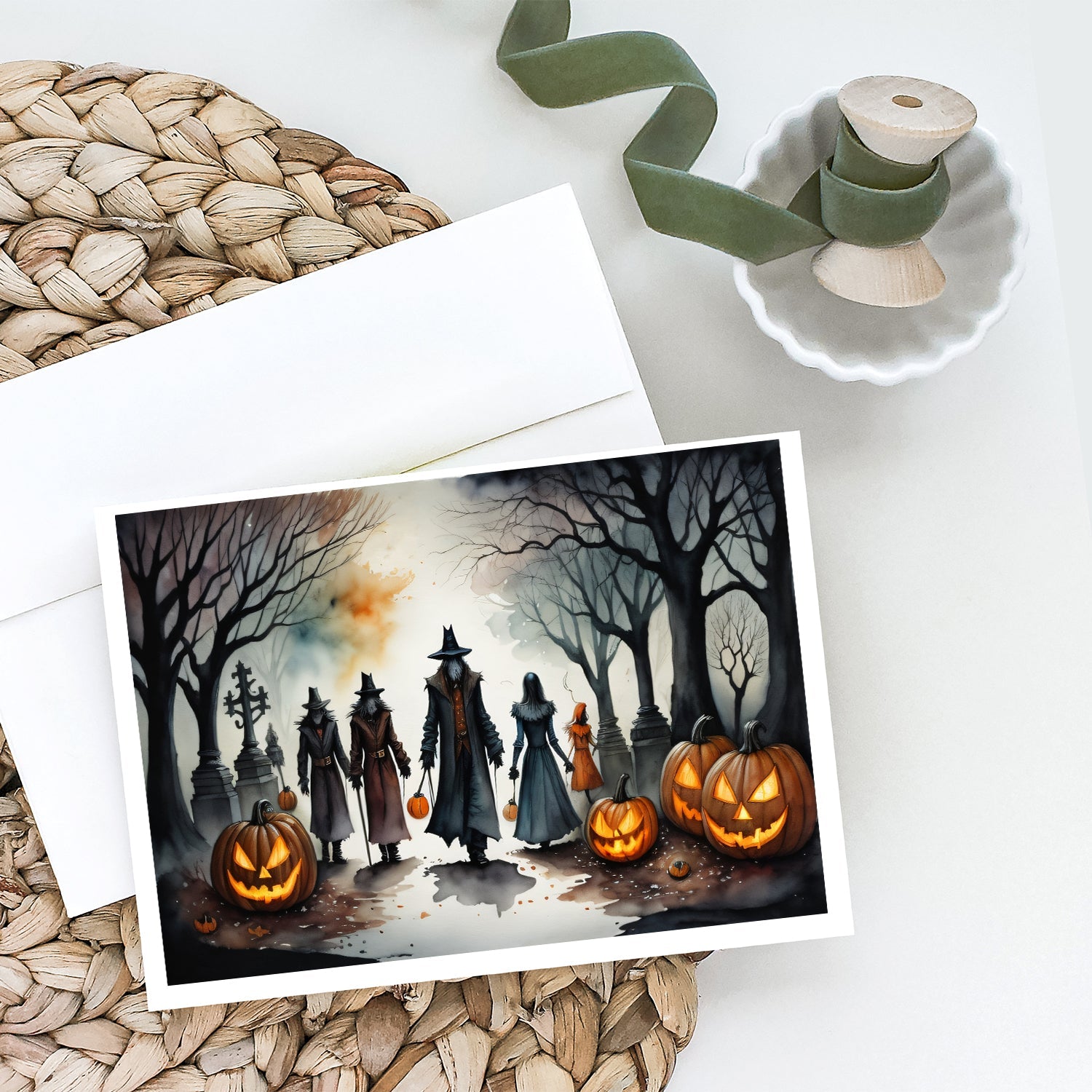 Vampires Spooky Halloween Greeting Cards Pack of 8 Blank Cards with Envelopes Whimsical A7 Size 5x7