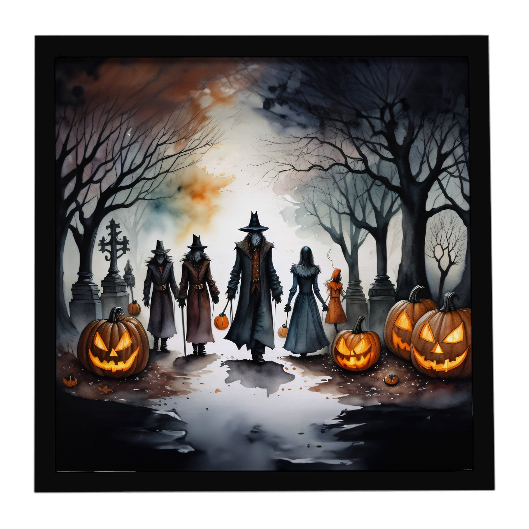 Vampires Spooky Halloween Framed Metal Print Bathroom, Kitchen, Office, Home Decor Wall Art Ready to Hang, Square, 8X8