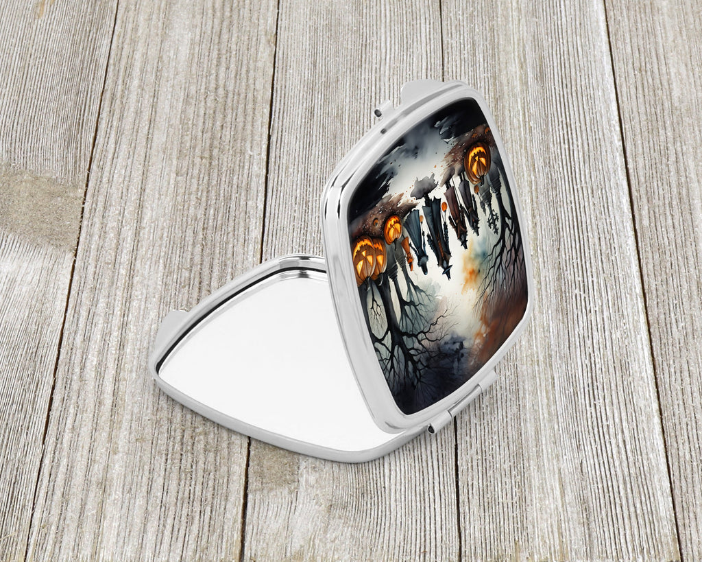 Vampires Spooky Halloween Compact Mirror Decorative Travel Makeup Mirror for Women Girls Gifts Pocket Makeup Mirror Folding Handheld