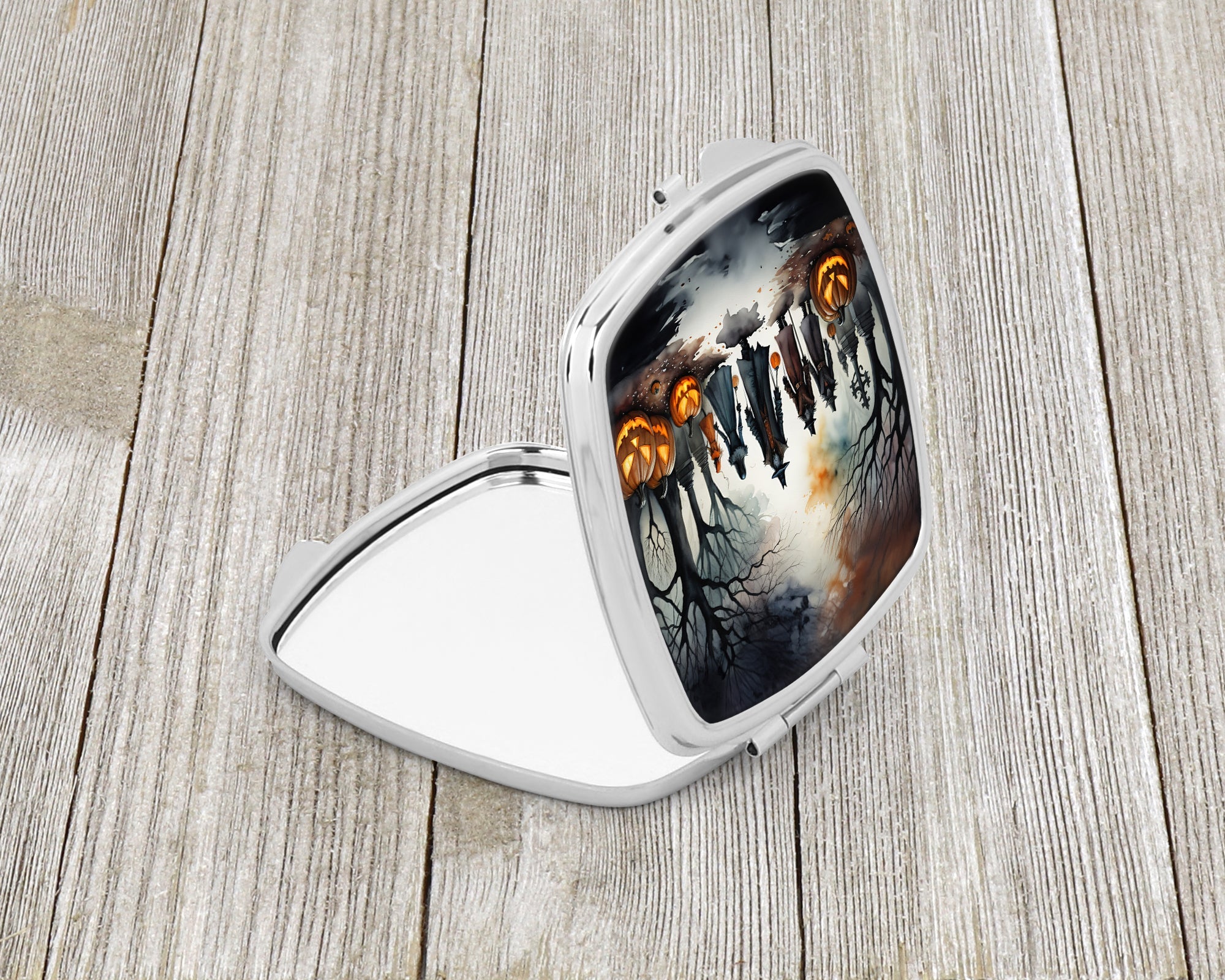 Vampires Spooky Halloween Compact Mirror Decorative Travel Makeup Mirror for Women Girls Gifts Pocket Makeup Mirror Folding Handheld