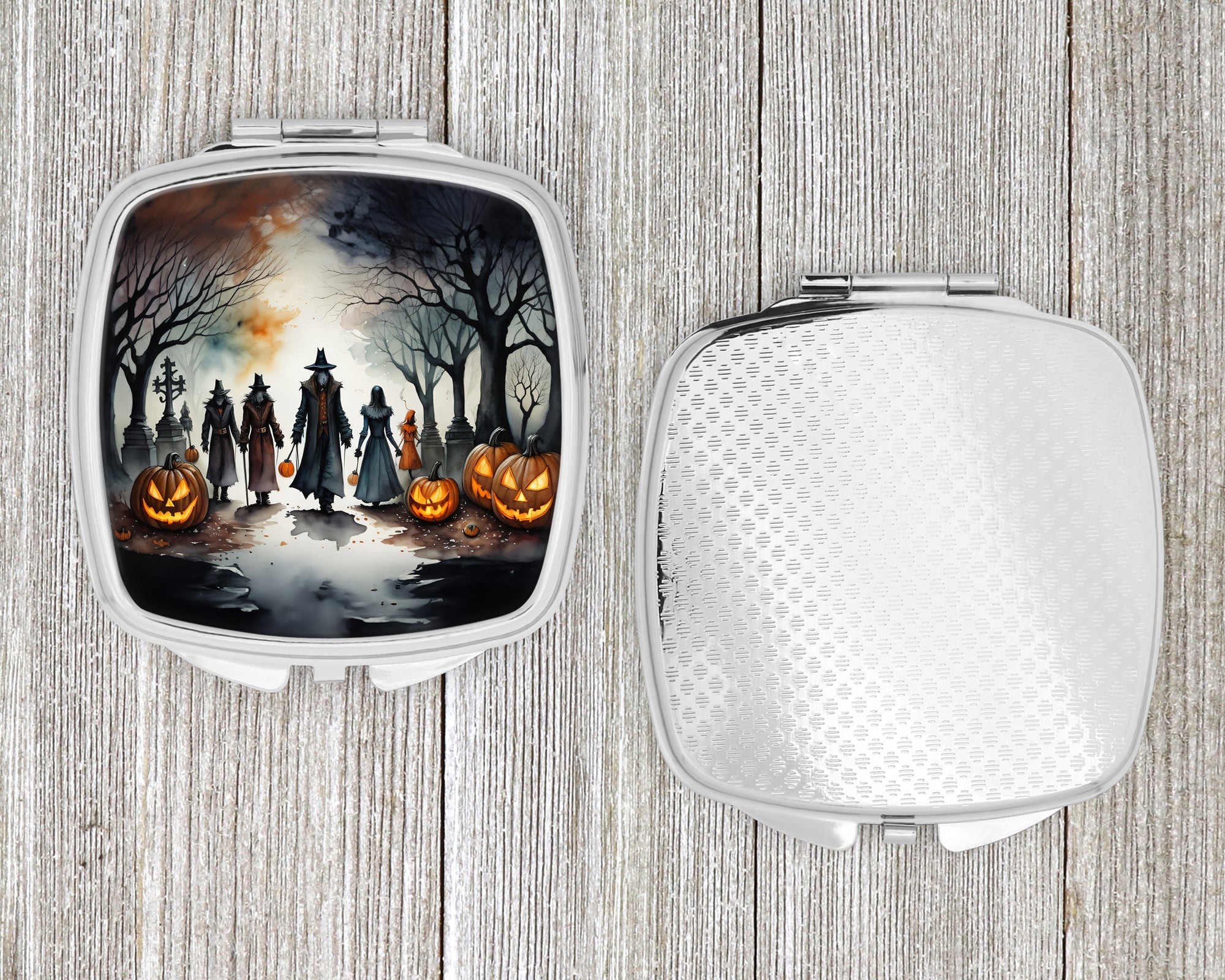 Vampires Spooky Halloween Compact Mirror Decorative Travel Makeup Mirror for Women Girls Gifts Pocket Makeup Mirror Folding Handheld