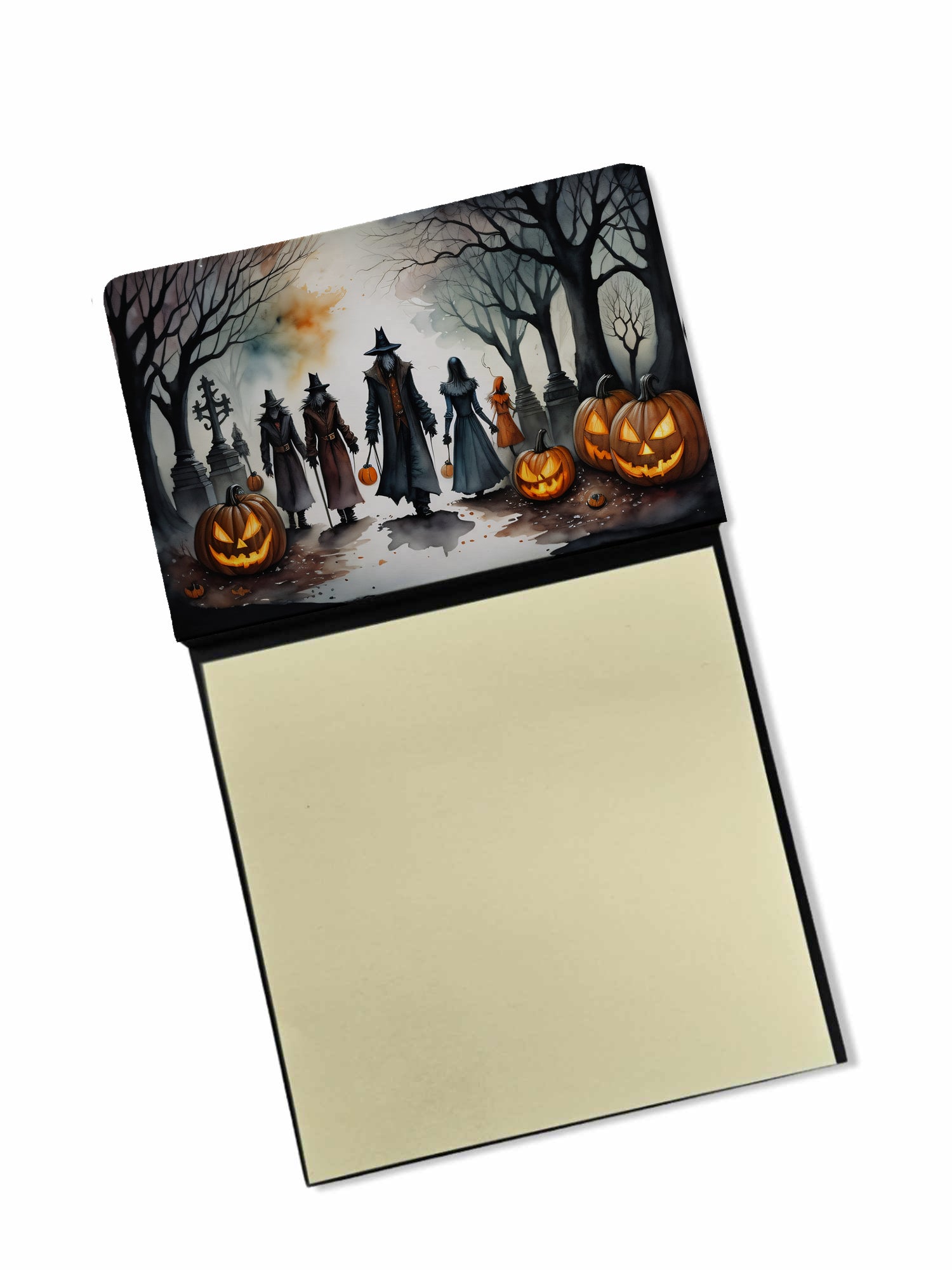 Vampires Spooky Halloween Watercolor Sticky Note Holder Refillable Dispenser Desk Accessory 3x3 Pad Gift
