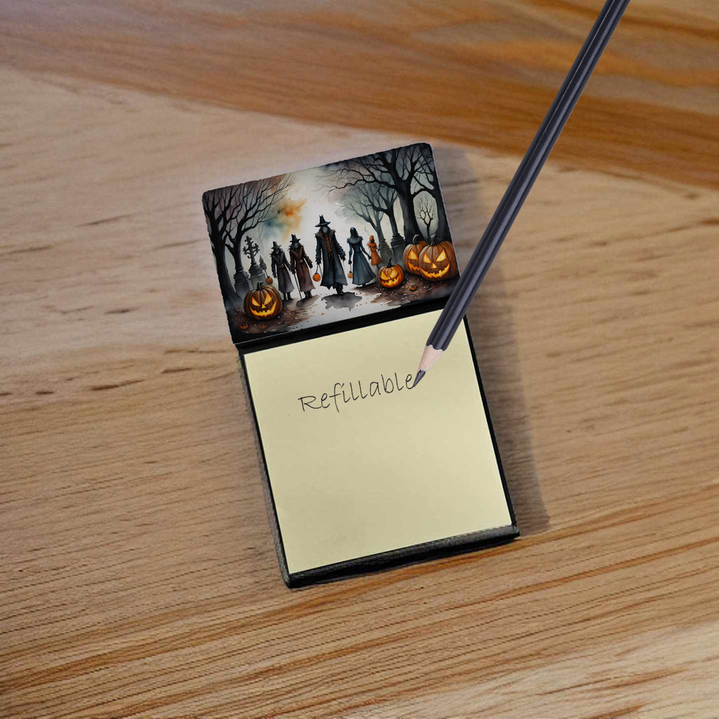 Vampires Spooky Halloween Watercolor Sticky Note Holder Refillable Dispenser Desk Accessory 3x3 Pad Gift