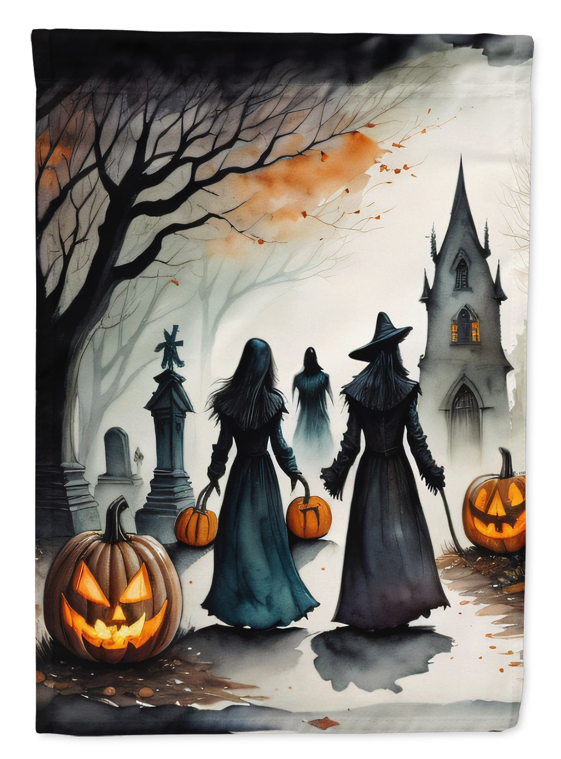 Vampires Spooky Halloween House Flag 28x40 Porch Sleeve Pole Decorative Outside Yard Banner Artwork Wall Hanging, Polyester