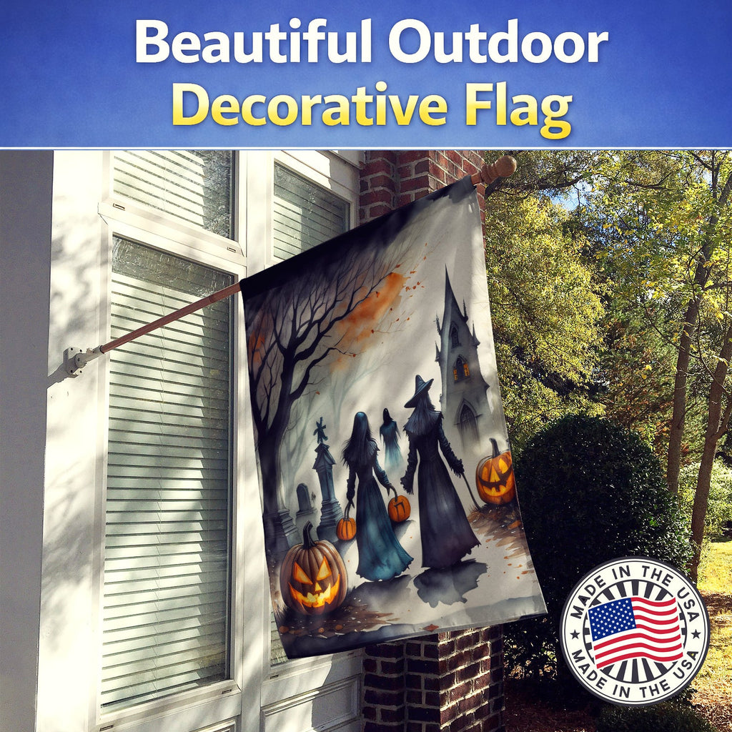 Vampires Spooky Halloween House Flag 28x40 Porch Sleeve Pole Decorative Outside Yard Banner Artwork Wall Hanging, Polyester