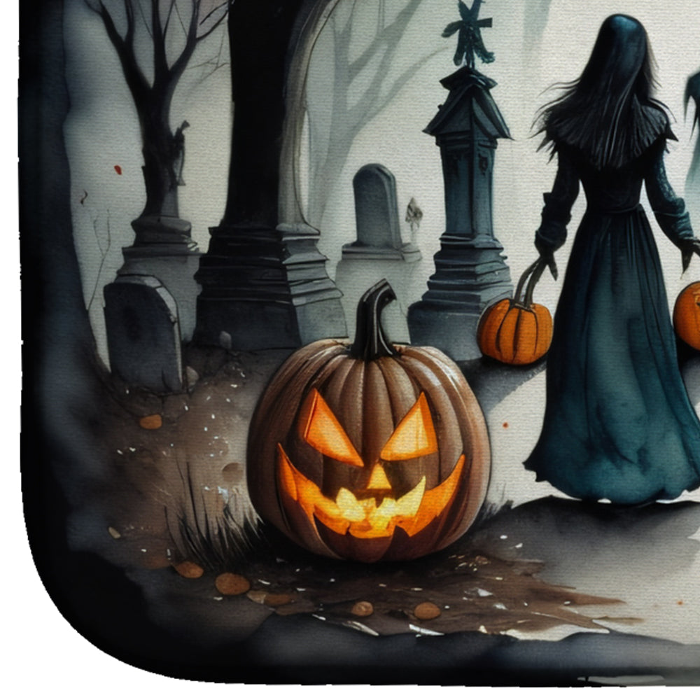 Vampires Spooky Halloween Dish Drying Mat Absorbent Dish Drying Mat Pad for Kitchen Counter Dish Drainer Mat for Countertop, 14 x 21", Multicolor