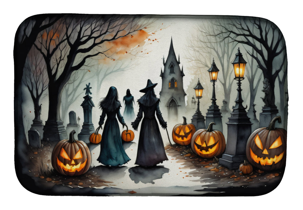 Vampires Spooky Halloween Dish Drying Mat Absorbent Dish Drying Mat Pad for Kitchen Counter Dish Drainer Mat for Countertop, 14 x 21", Multicolor