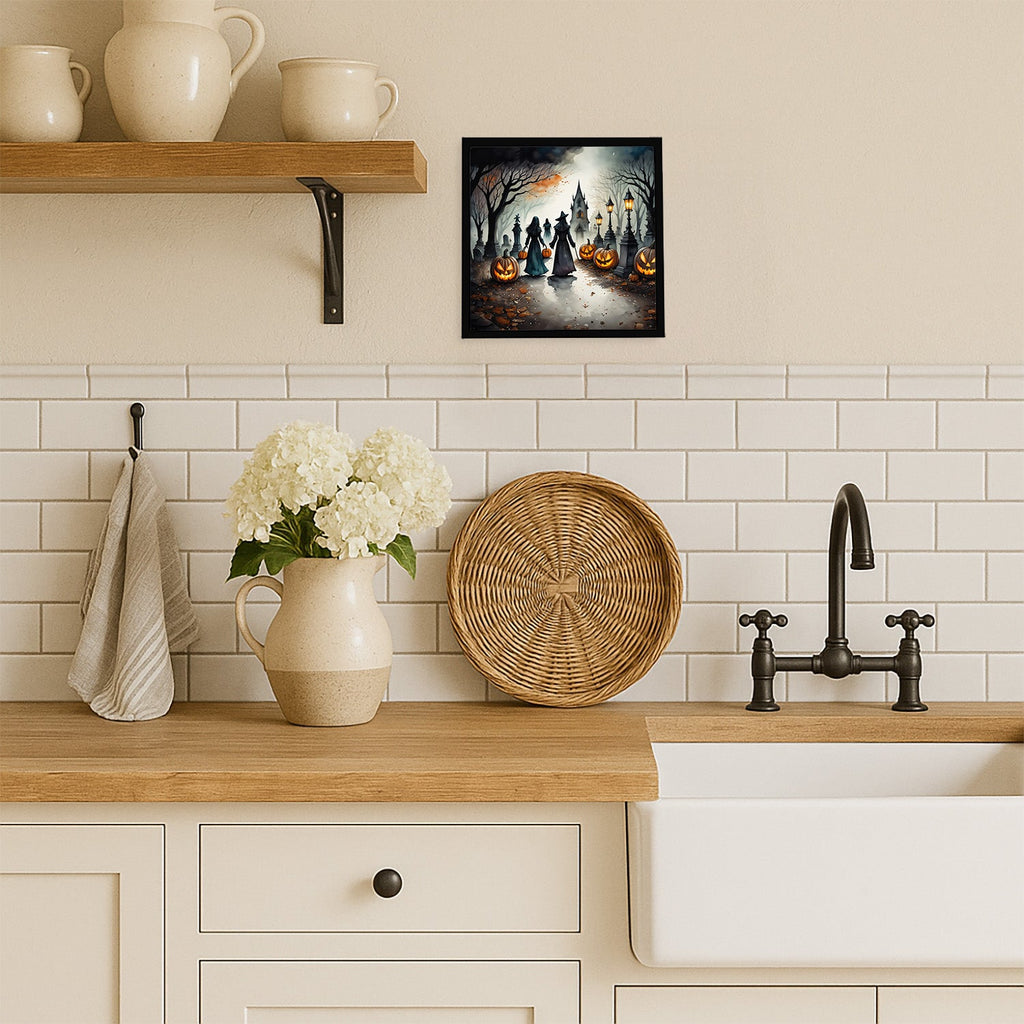 Vampires Spooky Halloween Framed Metal Print Bathroom, Kitchen, Office, Home Decor Wall Art Ready to Hang, Square, 8X8