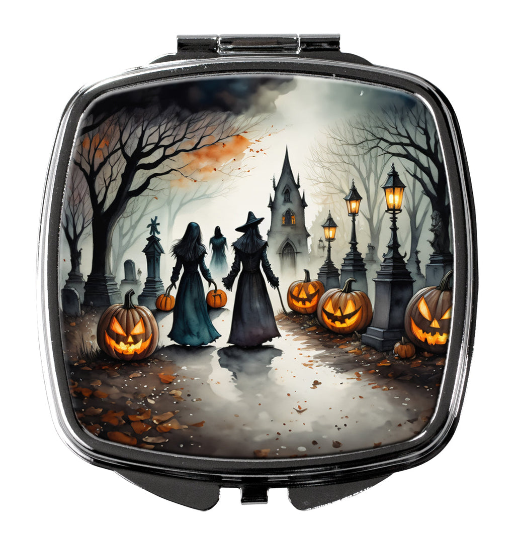 Vampires Spooky Halloween Compact Mirror Decorative Travel Makeup Mirror for Women Girls Gifts Pocket Makeup Mirror Folding Handheld