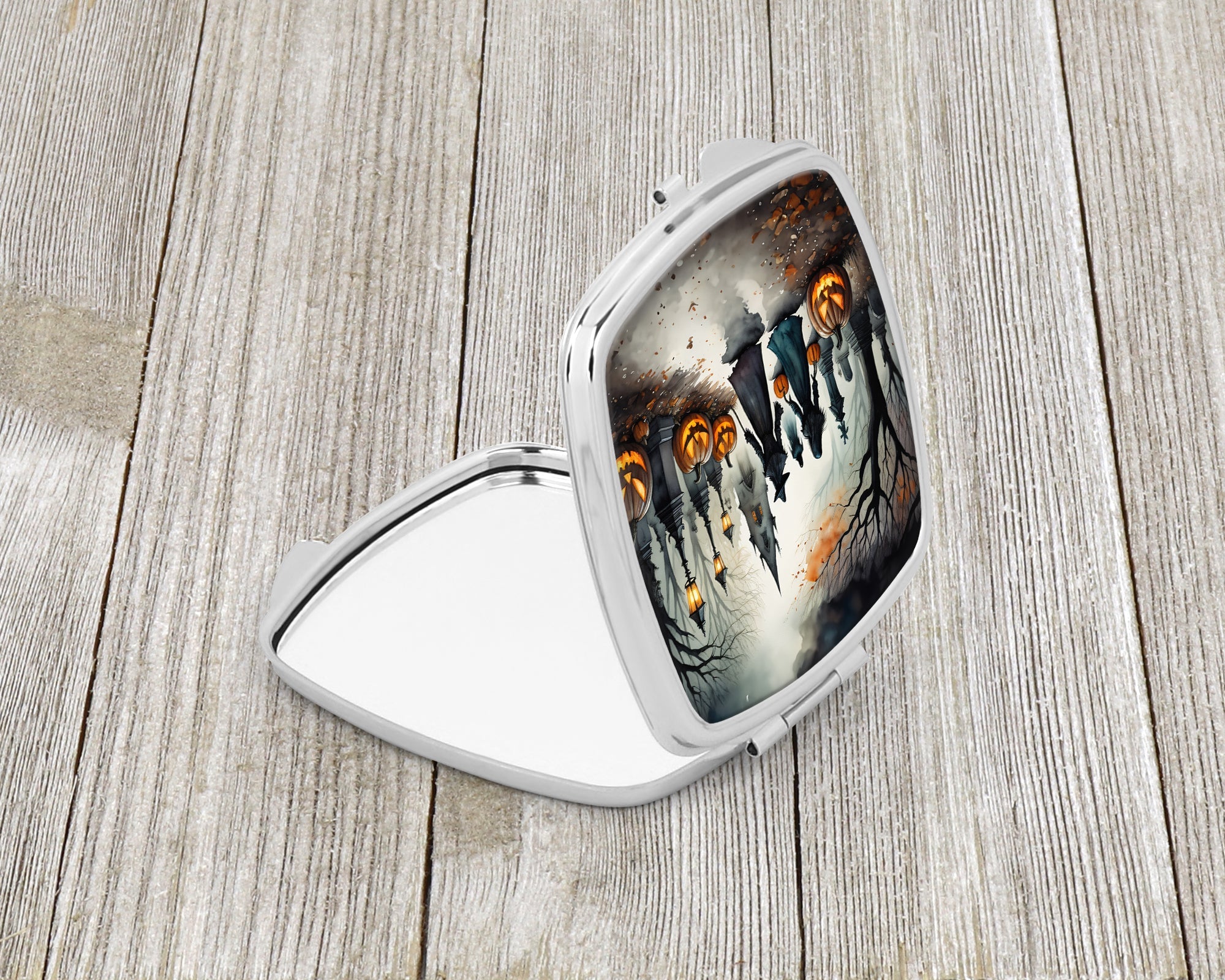 Vampires Spooky Halloween Compact Mirror Decorative Travel Makeup Mirror for Women Girls Gifts Pocket Makeup Mirror Folding Handheld