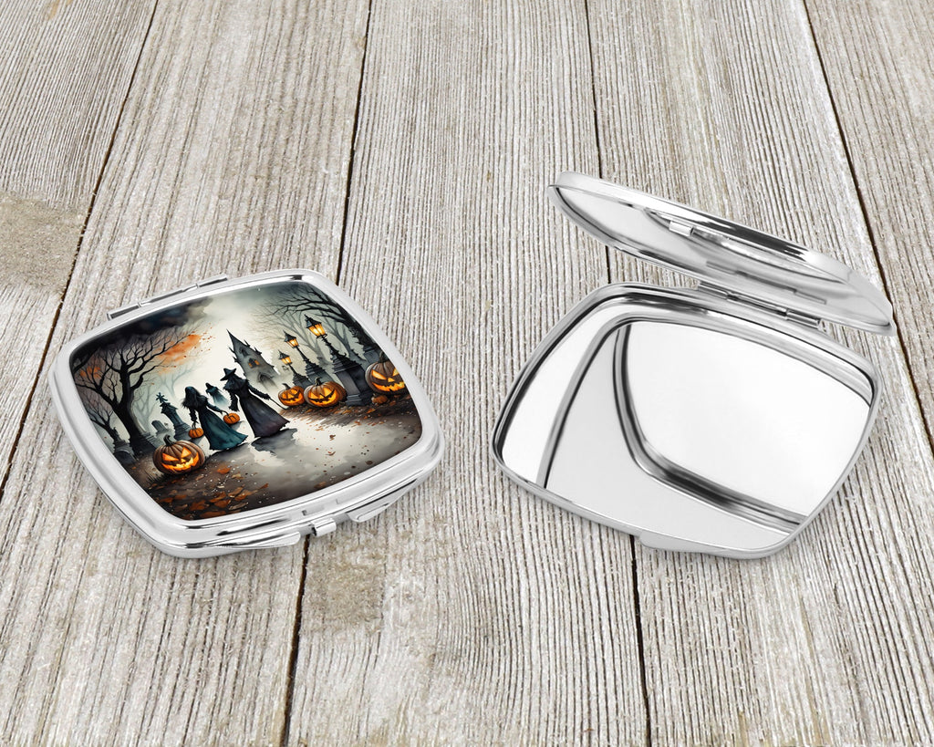 Vampires Spooky Halloween Compact Mirror Decorative Travel Makeup Mirror for Women Girls Gifts Pocket Makeup Mirror Folding Handheld