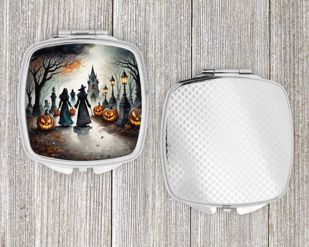 Vampires Spooky Halloween Compact Mirror Decorative Travel Makeup Mirror for Women Girls Gifts Pocket Makeup Mirror Folding Handheld