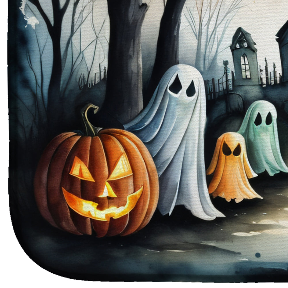 Ghosts Spooky Halloween Dish Drying Mat Absorbent Dish Drying Mat Pad for Kitchen Counter Dish Drainer Mat for Countertop, 14 x 21", Multicolor