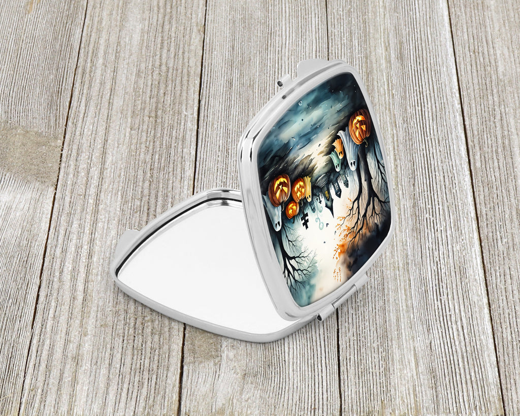 Ghosts Spooky Halloween Compact Mirror Decorative Travel Makeup Mirror for Women Girls Gifts Pocket Makeup Mirror Folding Handheld