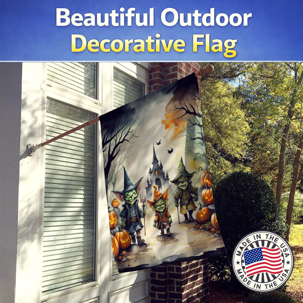 Goblins Spooky Halloween House Flag 28x40 Porch Sleeve Pole Decorative Outside Yard Banner Artwork Wall Hanging, Polyester