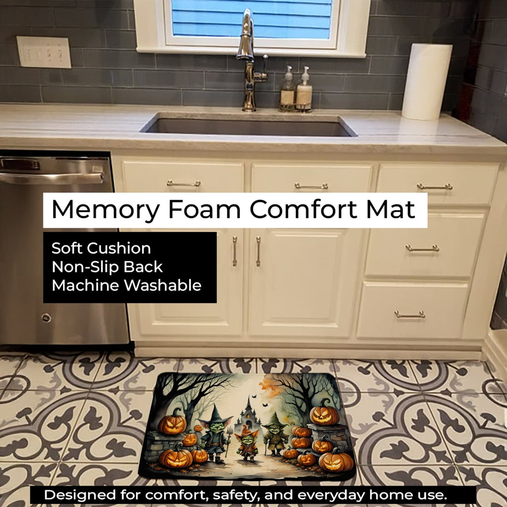Goblins Spooky Halloween Memory Foam Kitchen Mat Machine Washable Anti-Fatigue Cushion Comfort Bath or Kitchen Rug