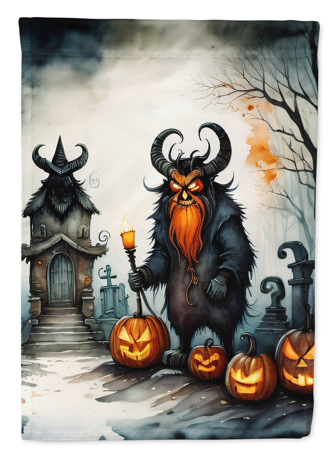 Krampus The Christmas Demon Spooky Halloween House Flag 28x40 Porch Sleeve Pole Decorative Outside Yard Banner Artwork Wall Hanging, Polyester