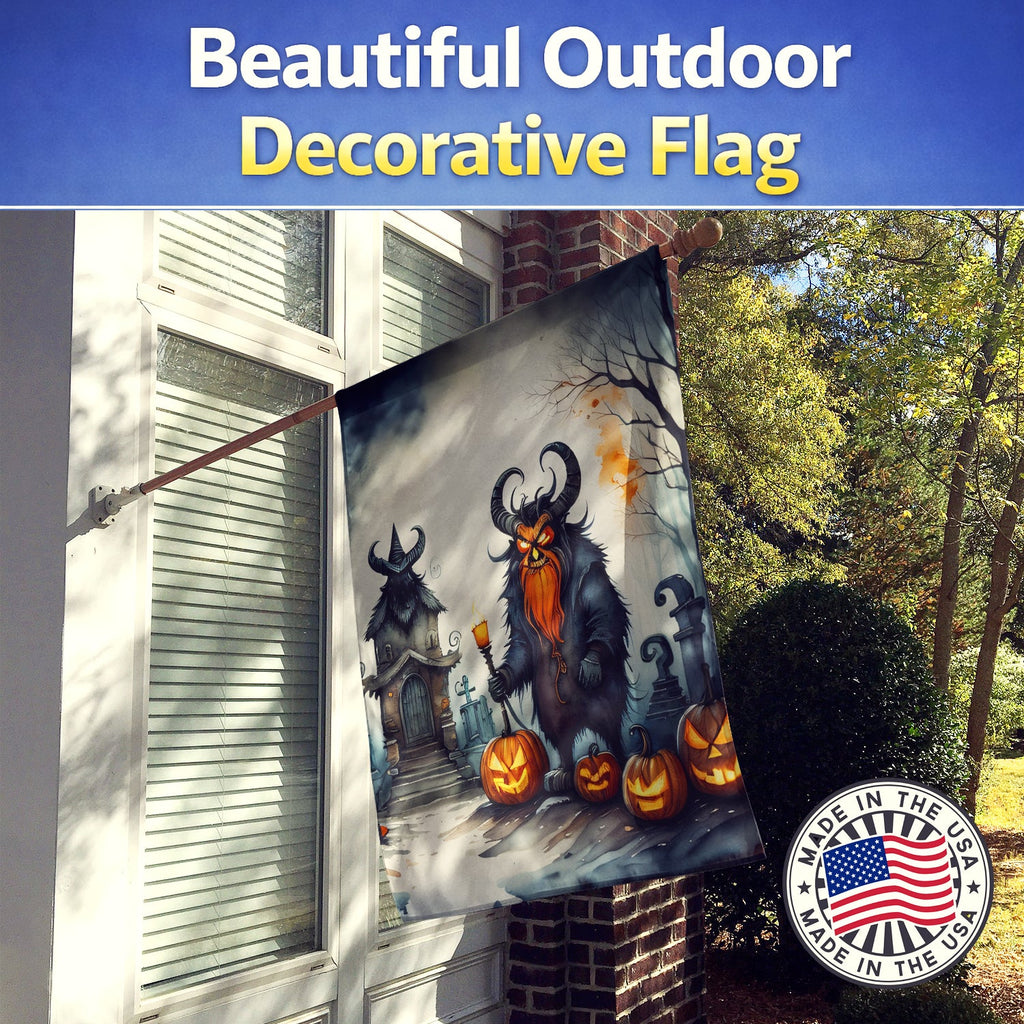 Krampus The Christmas Demon Spooky Halloween House Flag 28x40 Porch Sleeve Pole Decorative Outside Yard Banner Artwork Wall Hanging, Polyester