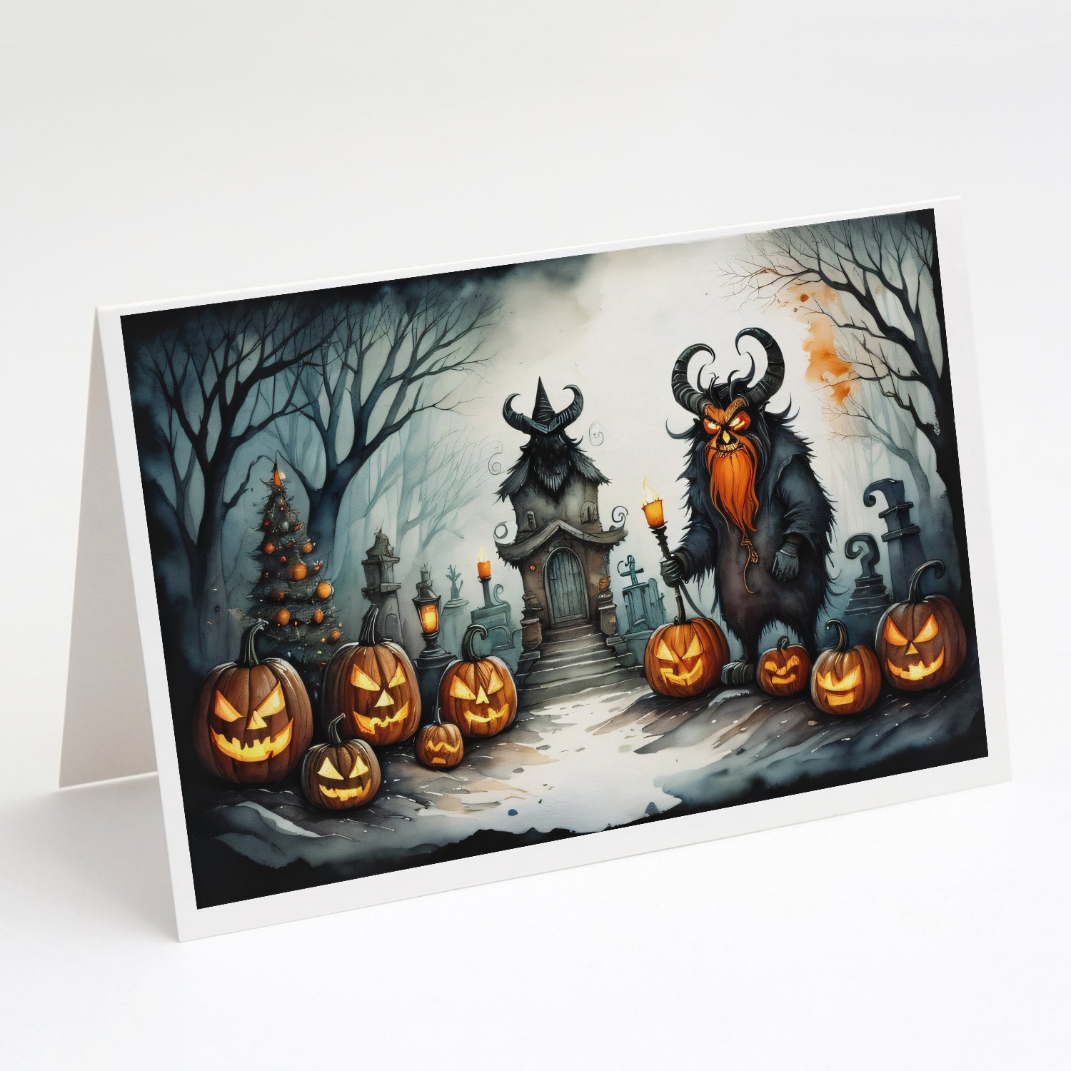 Krampus The Christmas Demon Spooky Halloween Greeting Cards Pack of 8 Blank Cards with Envelopes Whimsical A7 Size 5x7