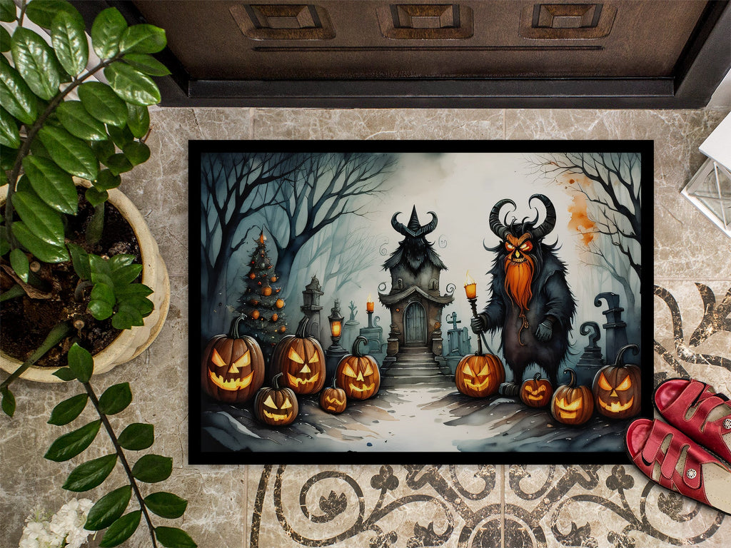Krampus The Christmas Demon Spooky Halloween Doormat Indoor Outdoor 18H X 27W Front Door Mat Rugs for Entryway, Non Slip Washable