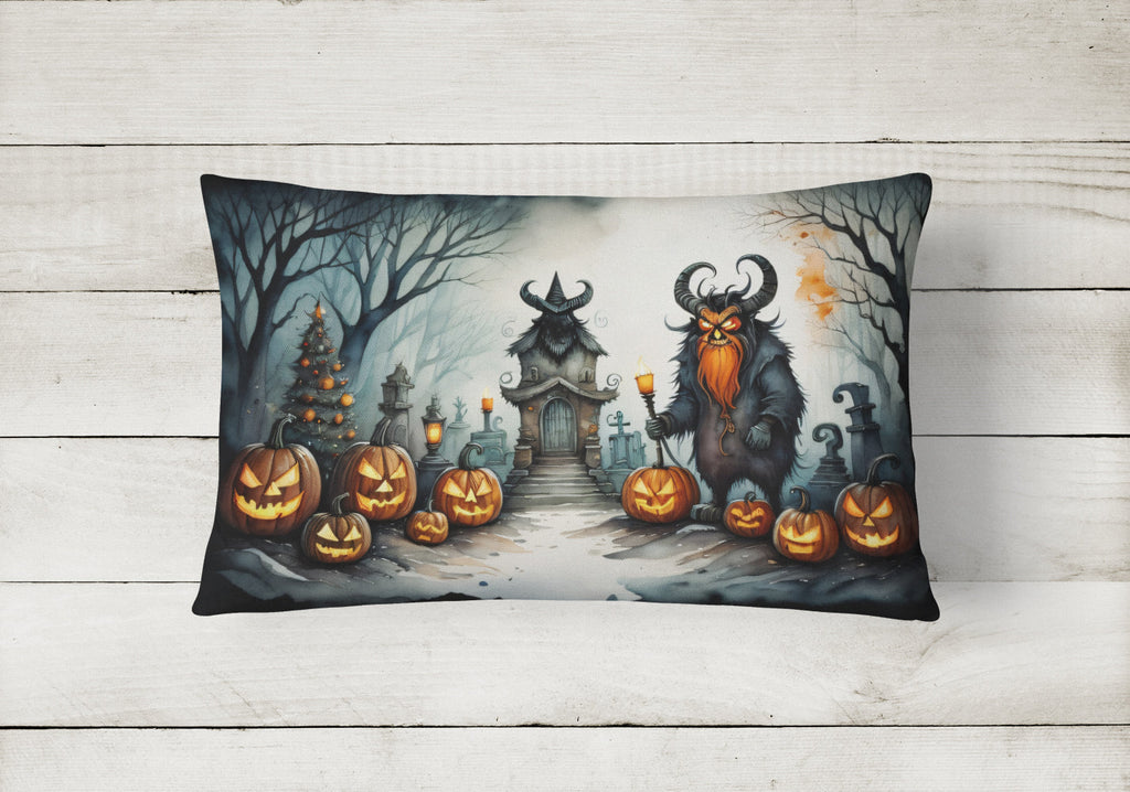 Krampus The Christmas Demon Spooky Halloween Decorative Throw Pillow 12x16 Indoor Outdoor Accent Cushion, Fabric Cover with Insert for Sofa, Bed, Porch & Living Room