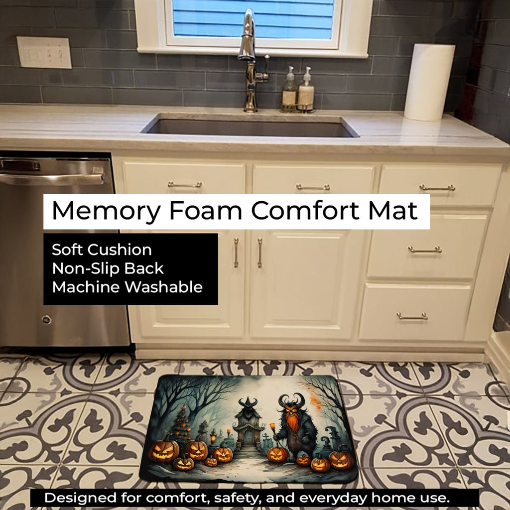 Krampus The Christmas Demon Spooky Halloween Memory Foam Kitchen Mat Machine Washable Anti-Fatigue Cushion Comfort Bath or Kitchen Rug